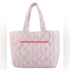 Loveshackfancy x Roller rabbit Sold Out Quilted Pink White Bow Heart Tote BNWT